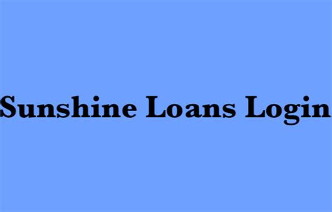 sunshine loans online login